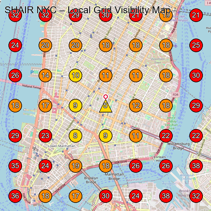 SHAIR NYC GeoGrid visibility map for Hair Salon in New York